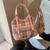 Sweet Style Western-style Grid Large Capacity Bag for Women's  New Trendy Tote Bag Versatile Commuting Shoulder Bag