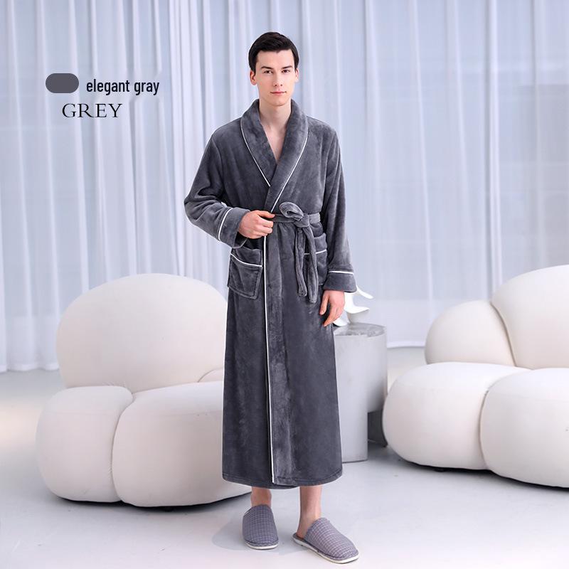 Thick Flannel Couple Bathrobe - Plus Size Homewear for Women & Men