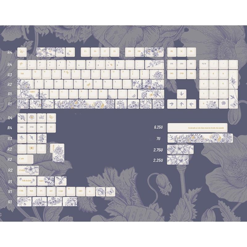 Французская тема вышивки PBT Keycaps DyeSub Keycaps Set для механических переключателей клавиатуры 7u 2.25u 2.75u Spacebar