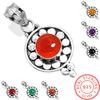 925 Sterling Silver Pendant Women Handmade Jewelry Friendship Day Gift Amber Amethyst Black Onyx Carnelian Garnet Quartz Green Onyx Gold Stone