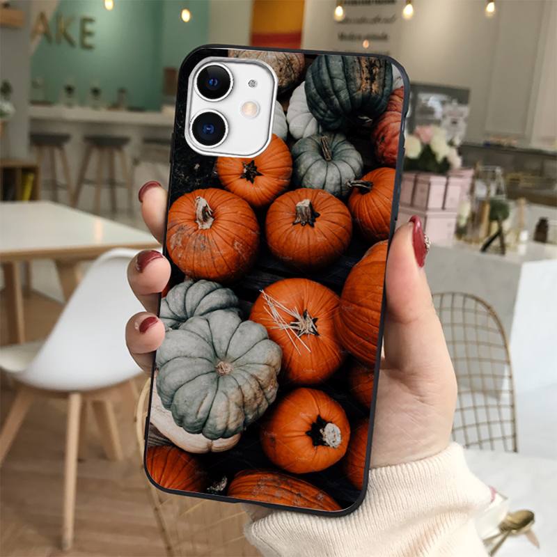 Pumpkin happy autumn fall leaves Phone Case for iphone 13 8 7 6 6S Plus X 5S SE 2020 XR 11 12 mini pro XS MAX