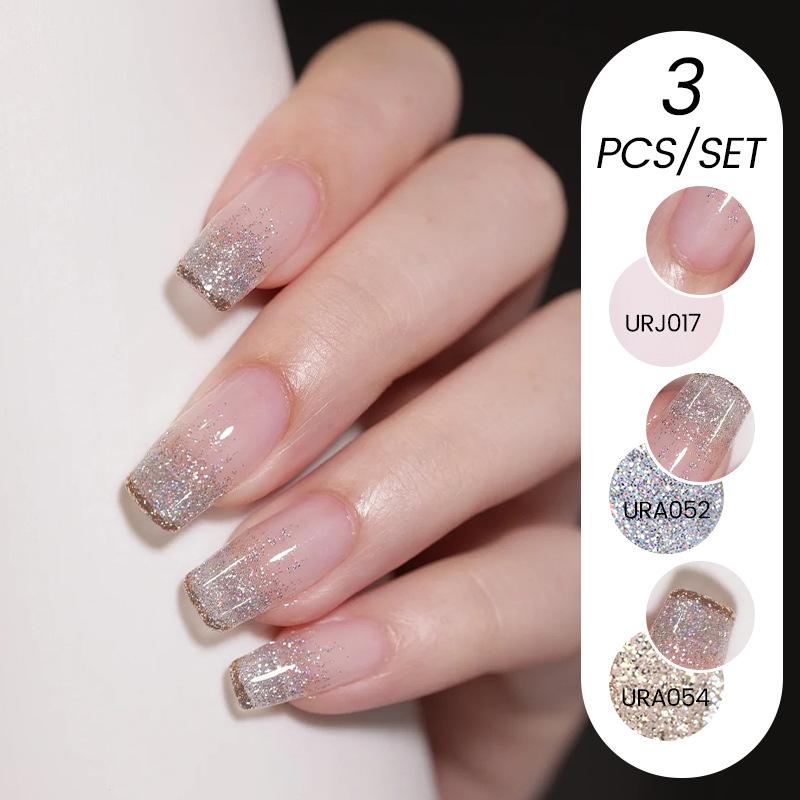 Nail Art Ice Прозрачный набор из 3-х лаков для ногтей, популярный прозрачный клей для лака для ногтей Nude Whitening Powder
