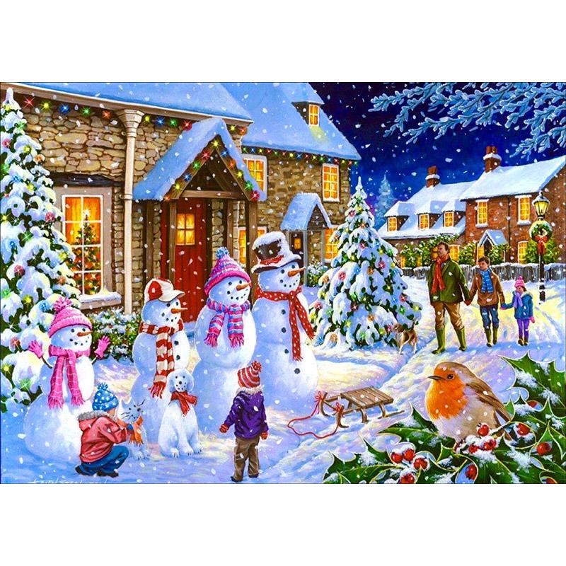 DIY 5D Diamond Painting House Diamond Embroidery Winter Snow Scenery Full Round Drill Mosaic Resin Cross Stitch Kits
