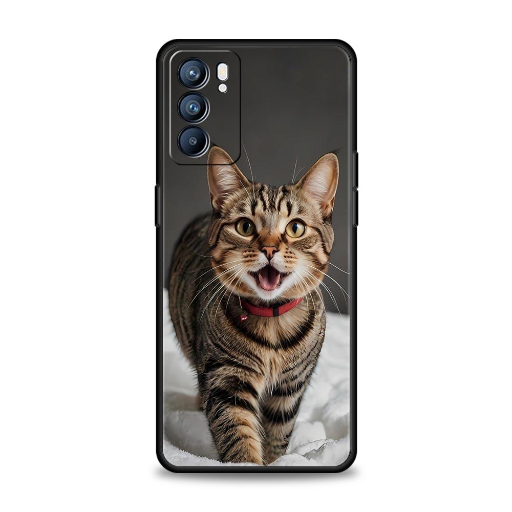 Чехол для телефона для Oppo Reno13 Reno12 Reno11 F Reno10 Pro A54 A53 A95 A76 A74 A57 A98 A80 A79 5G A78 4G Cover Кавайный Кот с Сердечком