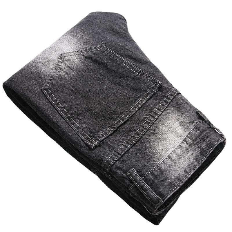 2024 Европейские и американские неэластичные джинсовые брюки, обычные черные стираные хлопковые мужские джинсы со средней талией