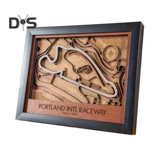 3D деревянная карта трассы гоночного трека настенное искусство декор гоночный трек макет в черной рамке подарок для любителей гонок офис или домашний дисплей