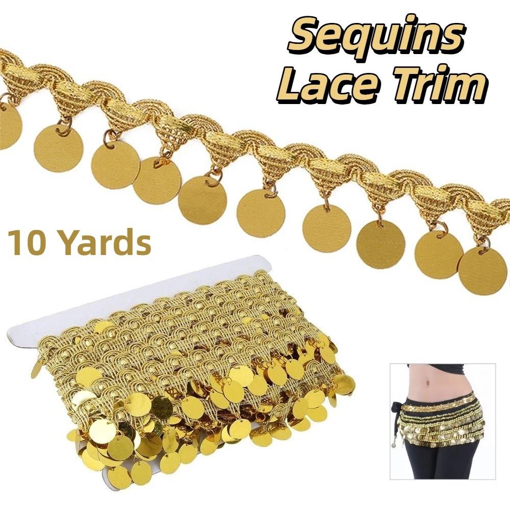 Creative Belly Dance Waist Chain Shiny Tassel Sequins Lace Trim Ethnic Decorations