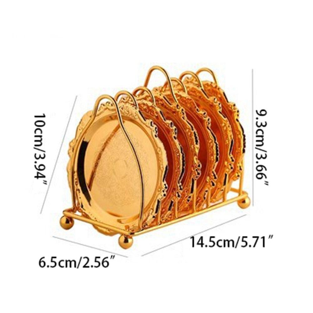 7 Pcs/set Carved European Decor Racks Plated Metal Cake Tray Classical Patterned Cup Mat  Cocktail