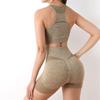 Casual Fitness Sports Women Vest Crop Tops And High Waist Yoga Shorts Suit 2 Two Pieces Sets Female Simple Outfits 30679