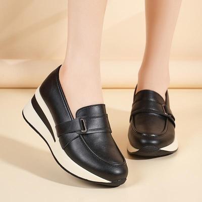 Женские дышащие повседневные слипоны 2025 - клиновидный каблук, толстая подошва, комфорт для весны/осени