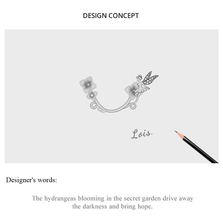 BAMOER Гортензии Стерлингового Серебра 925 пробы Синий Цветок Фея Надежда Подвески Подвески Подходит Оригинальный Браслет Ювелирные Изделия