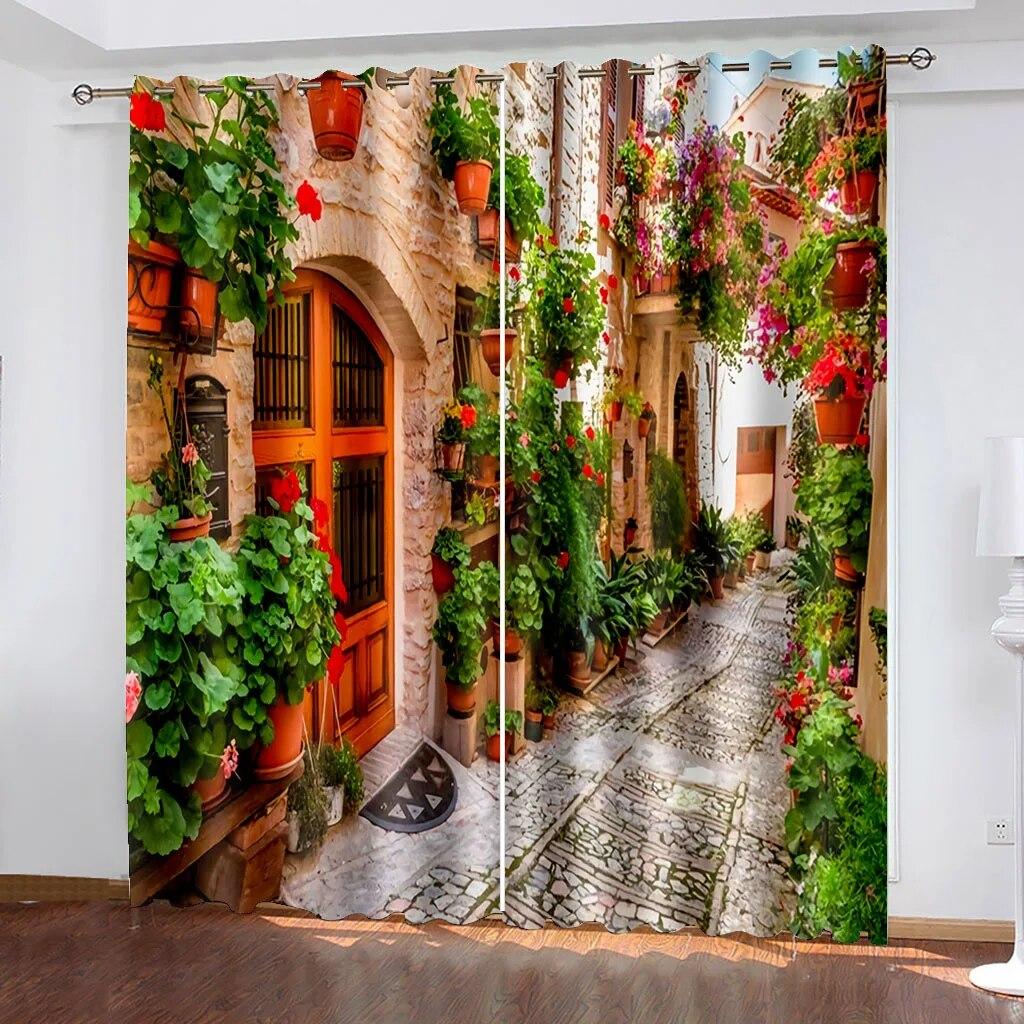 3D Nature Landscape Blue Sand Beach Sea Palm Leaves Shading Polyester Window Curtains For Bedroom Living Room Home Decor Hook