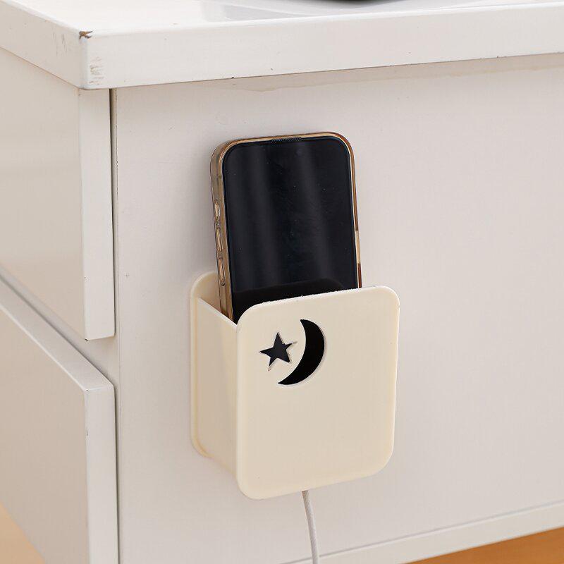 1Pcs Remote Control Storage Box, No Punching Remote Control Bracket, Wall Mounted Bracket, Charging Bedside Container Holder