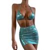 Женский сексуальный треугольный раздельный бикини-костюм, комплект, завязывающийся сбоку, купальник на одно плечо, эластичный