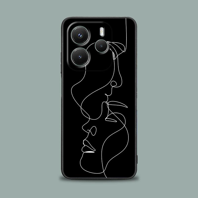 Phone Case for Xiaomi Redmi 15C 14C 12C 13C 4G Redmi Note 15 14 13 12 11 10 Pro Plus 12S Cover Sexy Line Art Lover Couple Kiss