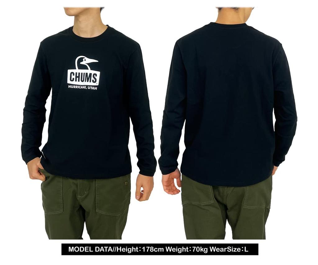 Футболка Booby Face с длинным рукавом, белая x [Chums], мужская CH01-2274 (S, W015 Синий)
