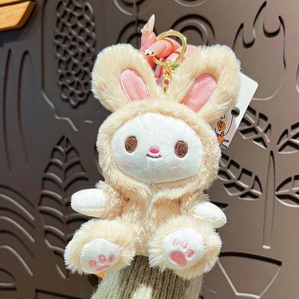 Cartoon Small Animal Keychain Stuffed Car Key Ring Fashion Rabbit Plush Dolls Pendant Students