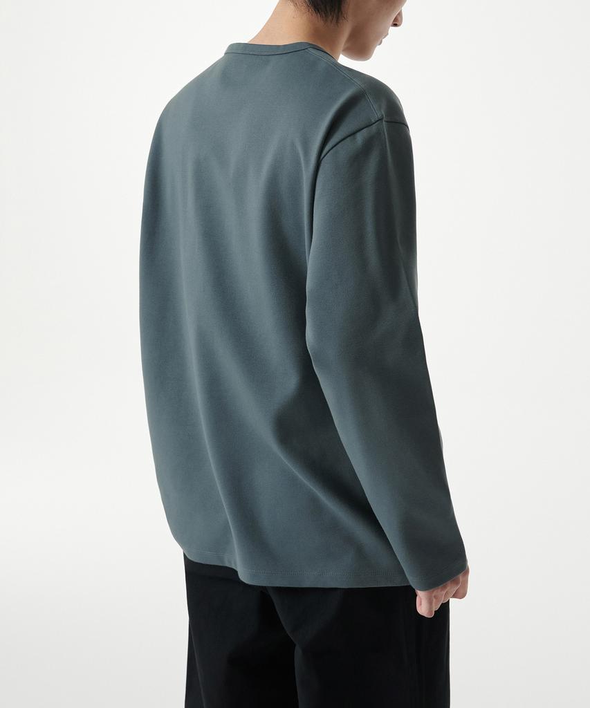 MUSINSA STANDARD Heavy Ponte Relaxed Crew Neck Long Sleeve T-Shirt [Peacock Blue]