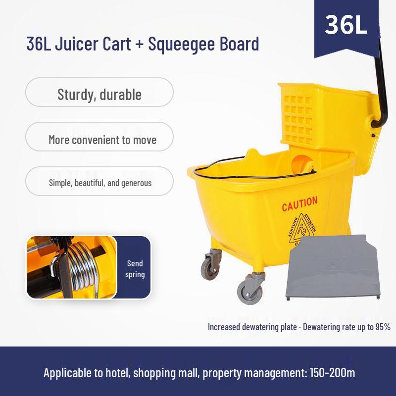 Single Bucket Mobile Mop Cart with Squeeze Feature