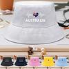 Heart Wave Australian Flag Print Bucket Hat , Commonwealth Blue Ensign Women's Cap Hip Hop Simple Solid Color Beach Hat