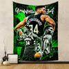 "Green Basketball Star Sports Theme Patterned" Patterned Tapestry for Bedroom and Living Room Home Decor.