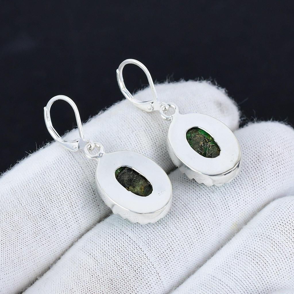 Green Coppper Turquoise Gemstone 925 Sterling Silver Earring, Boho Silver Jewelry Dangle Earrings, Gifts For Mom Gifts For Her
