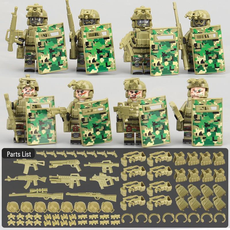 Cross-border Compatible Lego Military Minifigure Set: Police Ghost Special Forces for Educational Assembly.