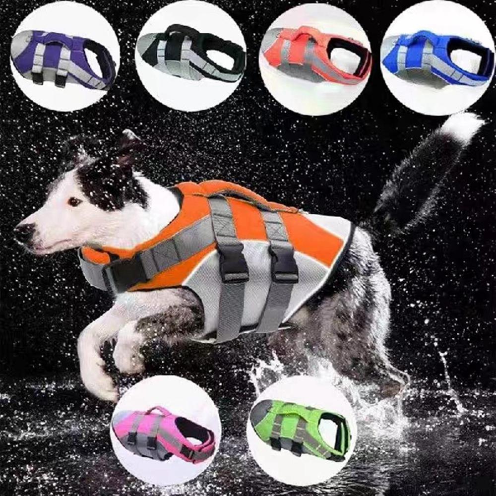 Dog Swimming Life Vest with Safety Reflective Stripe Adjustable Elasticity Pet Dog Swimming Coat