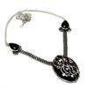 Midnight Obsidian Black Onyx Gemstone 925 Silver Plated Necklace 18"
