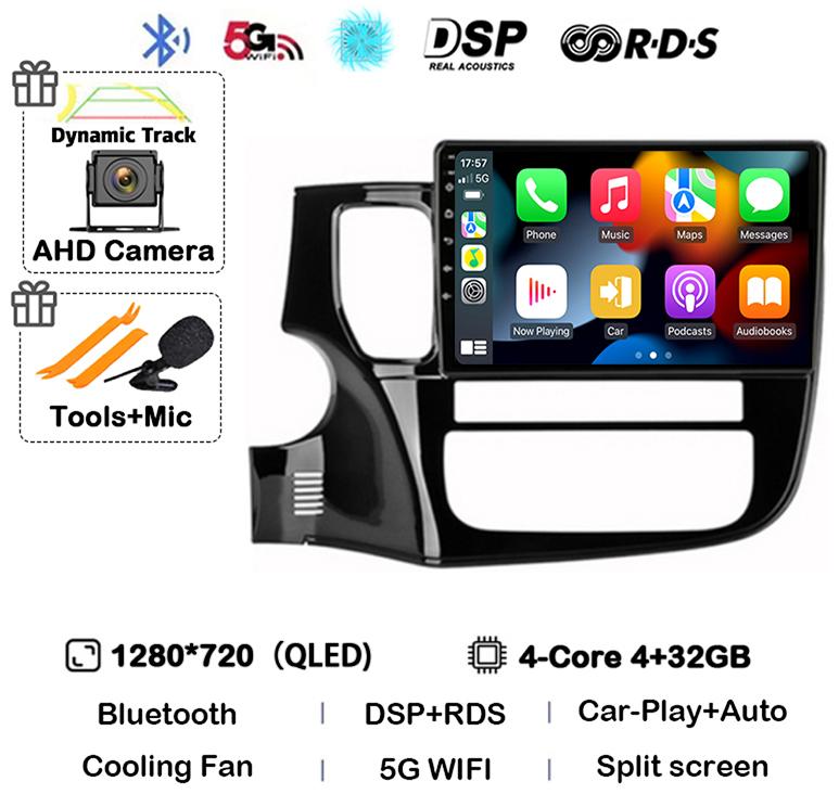 Android14 Carplay Автомагнитола для Mitsubishi Outlander 3 GF0W GG0W 2012-2018 Мультимедийный GPS-плеер Стерео 2din Головное устройство DSP