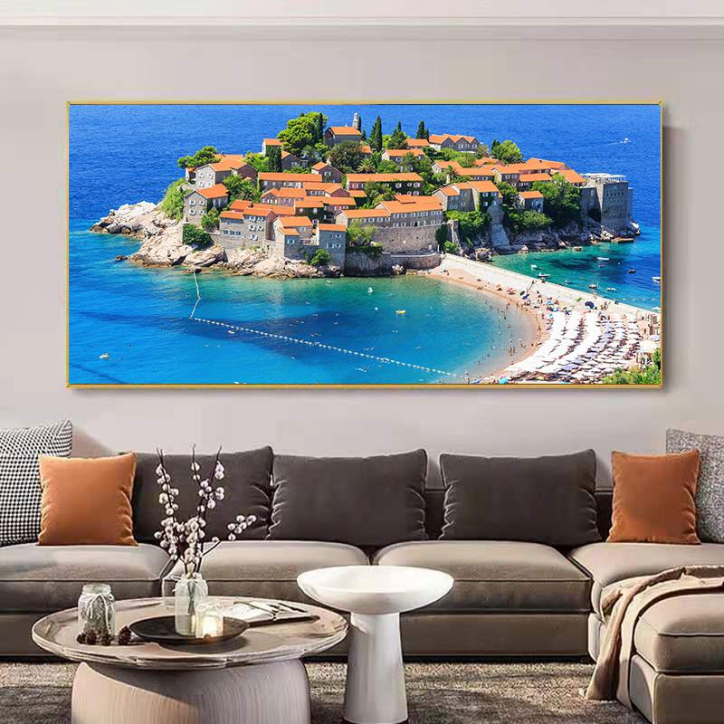 Cityscape Dubai Dutch Seacoast Neuschwanstein Canvas Painting Sveti Stefan Sunset Posters and Print Wall Art Home Decor No Frame