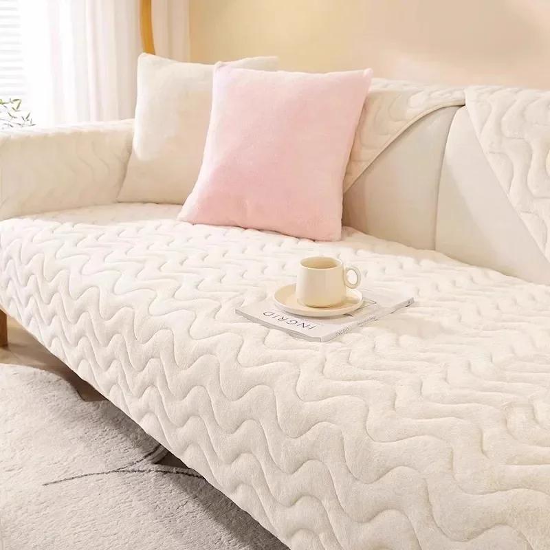 Plush Sofa Mat Winter Thickened Warm and Anti Slip Seat Cushion Sofa Cover New Plush Cover Cloth Towel Sofa Covers