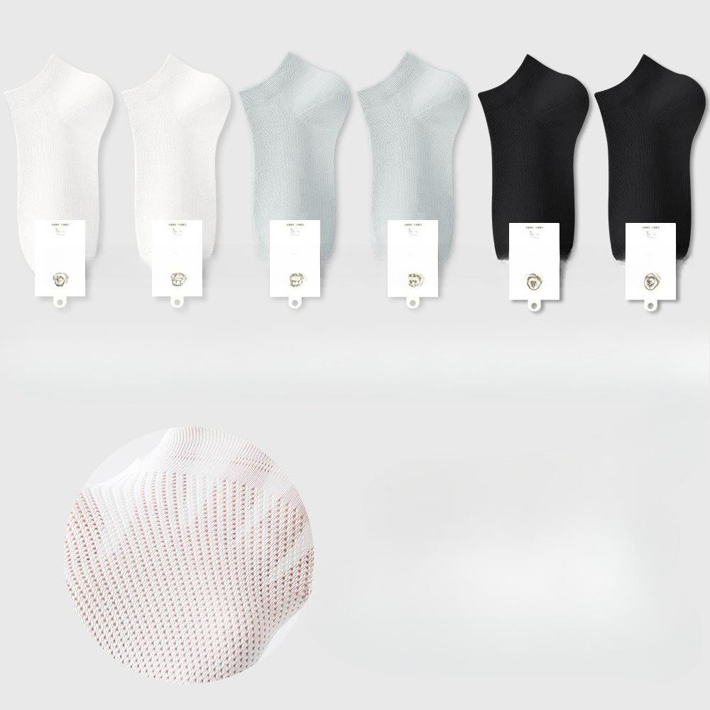 6 Pairs of Women's Summer Thin Cotton Boneless Deodorant Sweat Absorbing Heel Mesh Boat Socks
