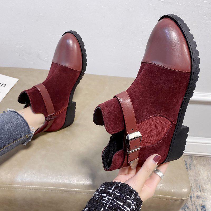 New Fashion Women Boots Autumn Winter Buckle Shoes High Heels Round Toe Platform Ankle Boots for Women Puls Size