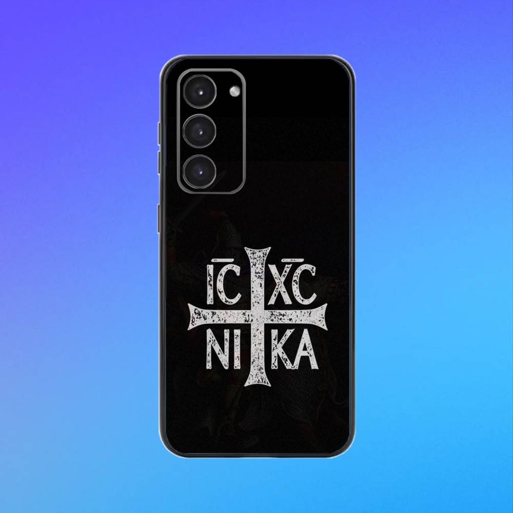 O-Orthodox Cross Icon Phone Case For Samsung A73,A72,A71,A70,A53,A52,A51 Black Soft Case