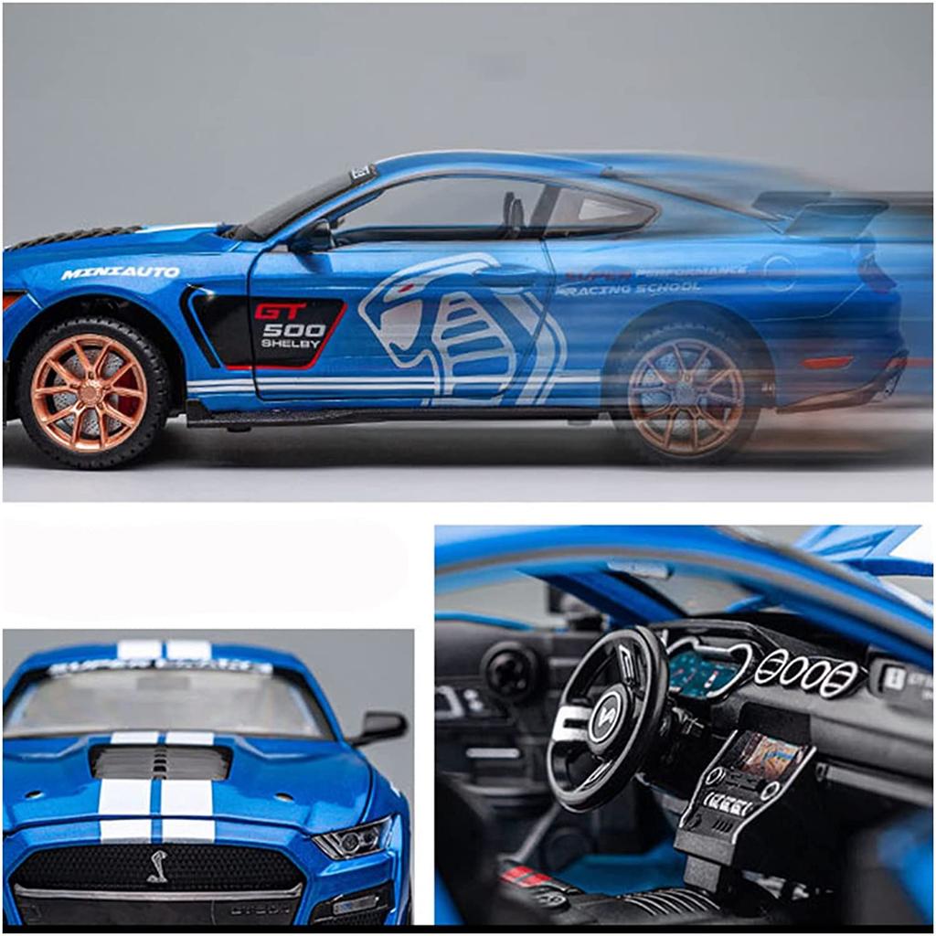 Масштаб 1/24 Mustang Shelby GT500, литая под давлением модель автомобиля, игрушечный автомобиль с откатным механизмом, звуком и светом для детей, коллекция подарков для мальчиков и девочек