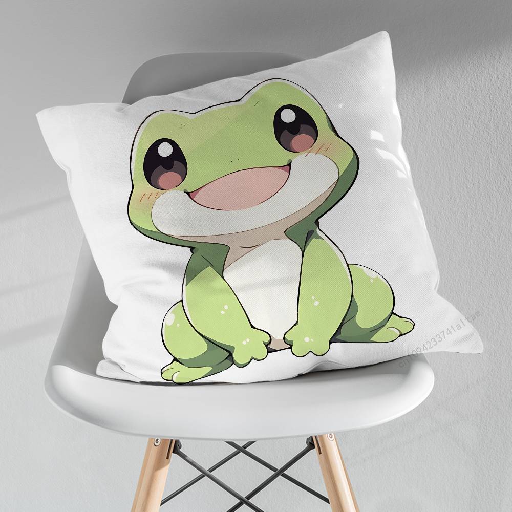 Cute Cartoon Art Frog Various Sizes Square Pillow Case For Car Home Bedchamber Decor Birthday Gift
