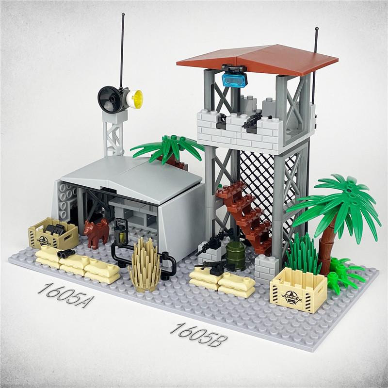 Конструктор MOC City Военная сторожевая башня Строительные кубики Полевой командный пункт Блоки Игрушки, идеально подходящие для детей Мальчиков Рождественский Подарок на День Рождения