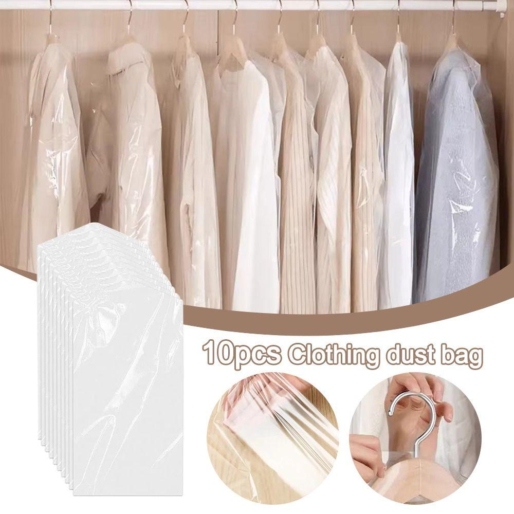 10Pcs Thickened Visible Suit Cover PE Clothing Cover Durable Clothing Dust Bag  Household