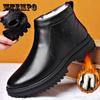 Зимние мужские кожаные ботинки, теплые ботильоны с шерстяным внутренним утолщением и высоким берцем, деловая кожаная обувь, зимние сапоги
