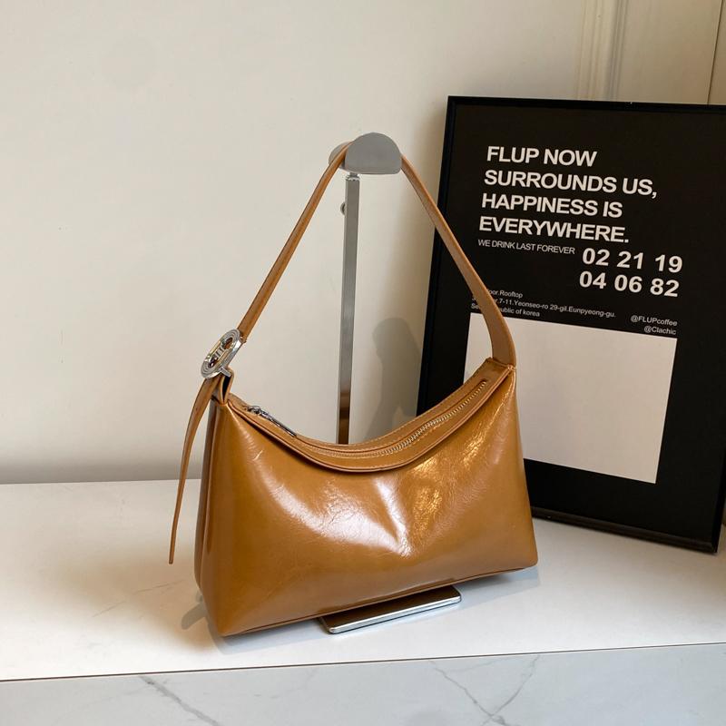 Простая сумка через плечо, женская, новая модная, однотонная, универсальная, наплечная сумка, французская, женская, мягкая, кожаная сумка