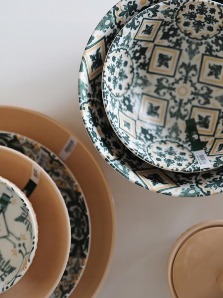 BOWL 20 cm LARGE BOWL SALAD BOWL LINE MOSAIQUE OLIVE PATTERN