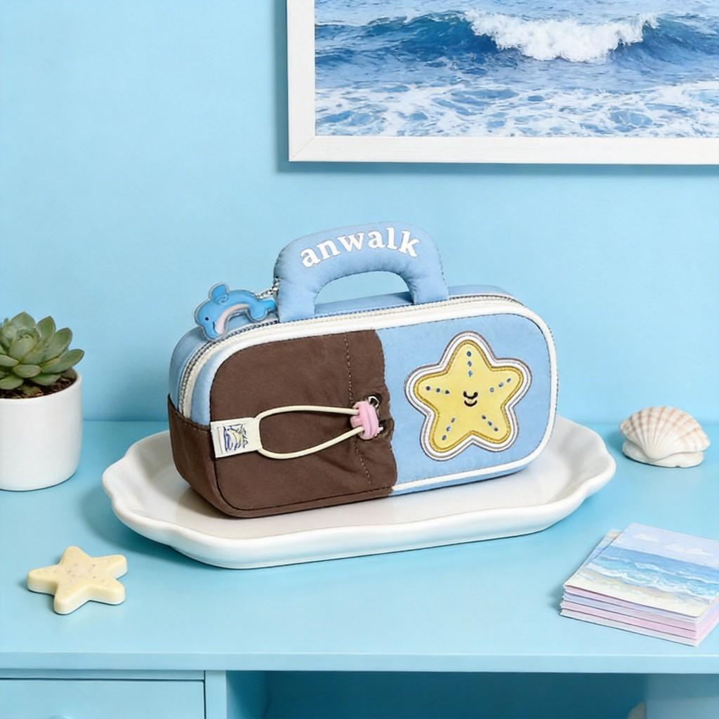 Shell Pattern Marine Drawstring Stationery Bag For Middle School Girls