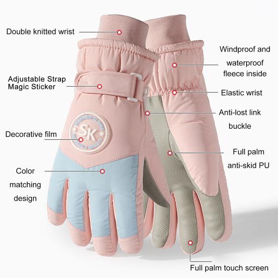 Зимние лыжные перчатки, ветрозащитные термоперчатки, теплые перчатки для спорта на открытом воздухе в холодную погоду с сенсорным экраном для мужчин и женщин