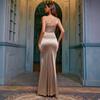 Europe, America, Amazon's new women's clothing, single shoulder pleated waist split sexy dress, party party evening dress