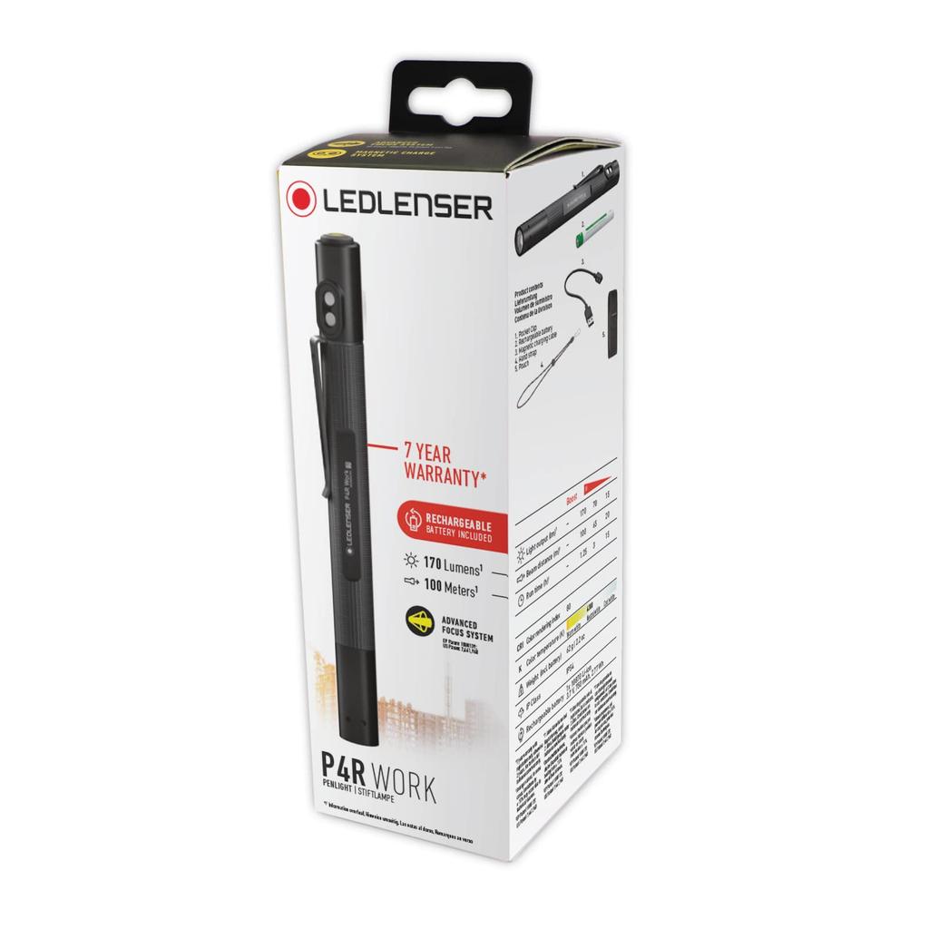 Светодиодный фонарик-ручка Ledlenser P4R Work USB перезаряжаемый японский черный маленький [оригинальный продукт]