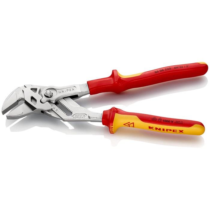KNIPEX Insulated Pliers Wrench 8606-250SB, Chrome Plated