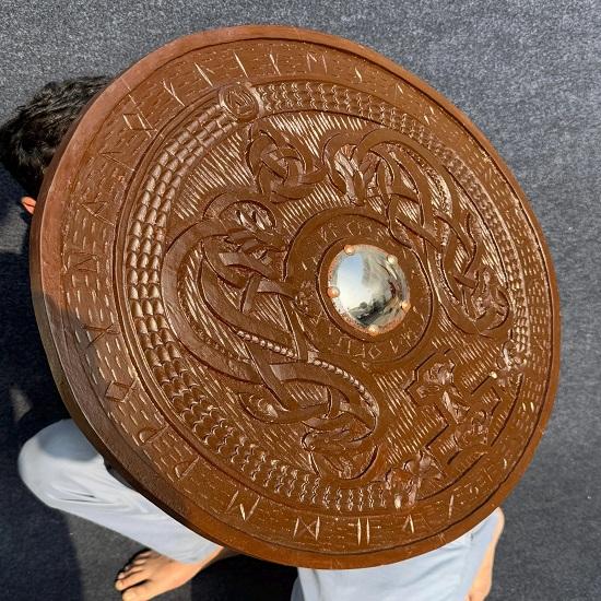 Carved Wooden Shield  Nordic Wall Decor  Warrior Shield  Roleplay , LARP, Fantasy, Cosplay, Christmas  Best Gift