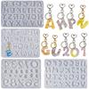 High Temperature Resistant Silicone Keychain Mold with Hole Letter/Numbers Shaped Key Rings Pendant Mould Jewelry Tool