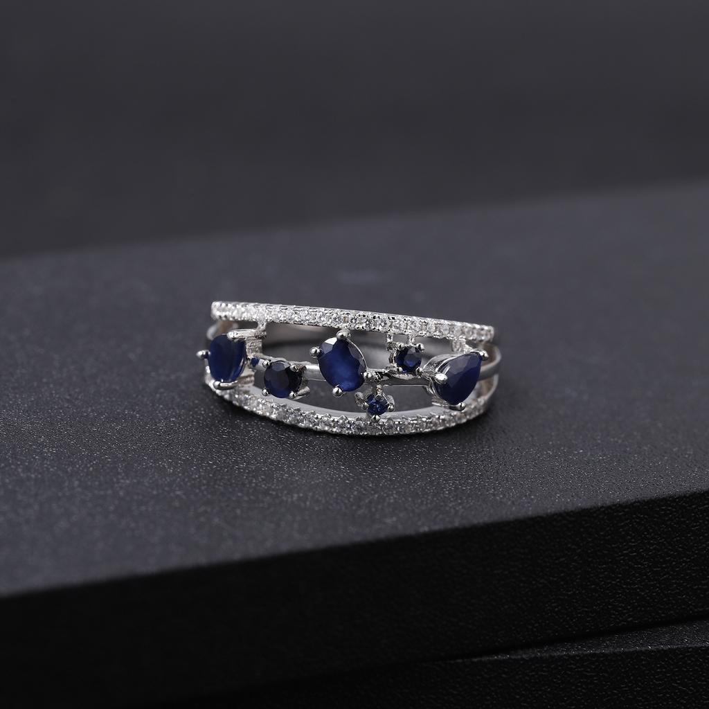 Gb 0,65 карат натуральный синий сапфир кольцо из стерлингового серебра 925 пробы необычные классические овальные кольца с драгоценными камнями для женщин ювелирные изделия